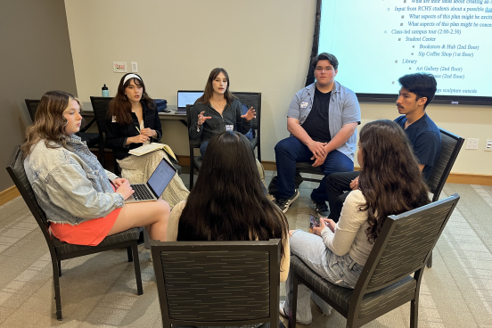 SSU & RCHS students talk in a circle