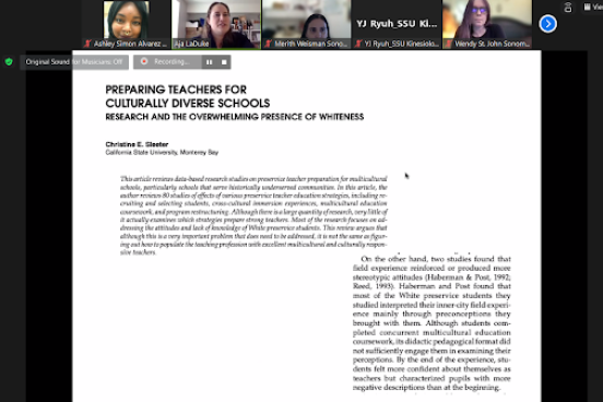 Zoom meeting reflection on research preparing teachers for culturally diverse classrooms