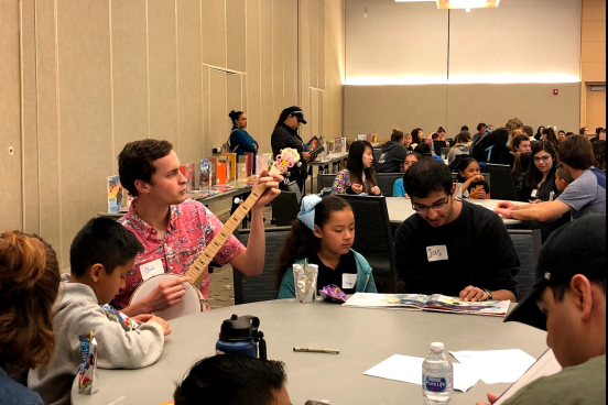SSU students are pictured above reading and entertaining the elementary school students. 