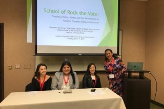 Panelists ready to speak about student voting.