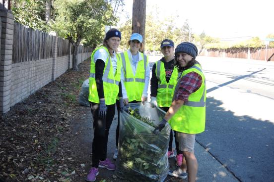 My teammates and I doing yard work in the Bennett Valley neighborhood for Sonoma Serves.