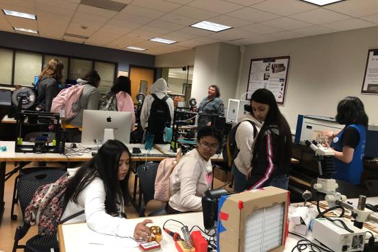 The students spent time in The Maker Space, where they conducted mini science experiments. 