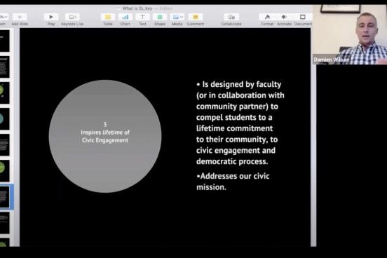 Screenshot of community engagement Zoom meeting with Damien Wilson