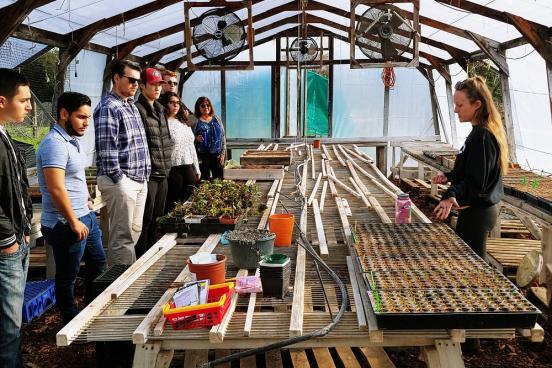 Students at greenhouse project