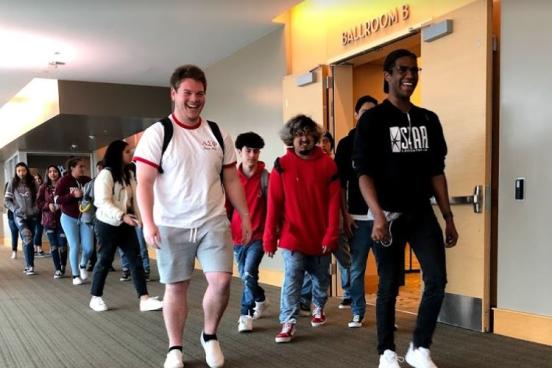 SSU students leading their Roseland students shadows. 