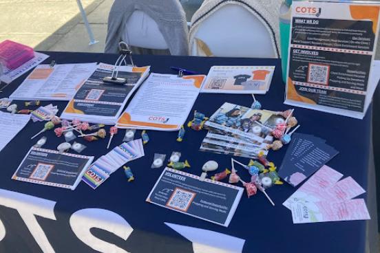 Tabling supplies from a community partner