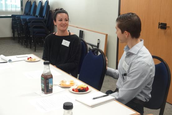 Emily Seder, Assistant Director of the Writing Center, and Kurt Sollanek, an Assistant Professor from the Kinesiology Department