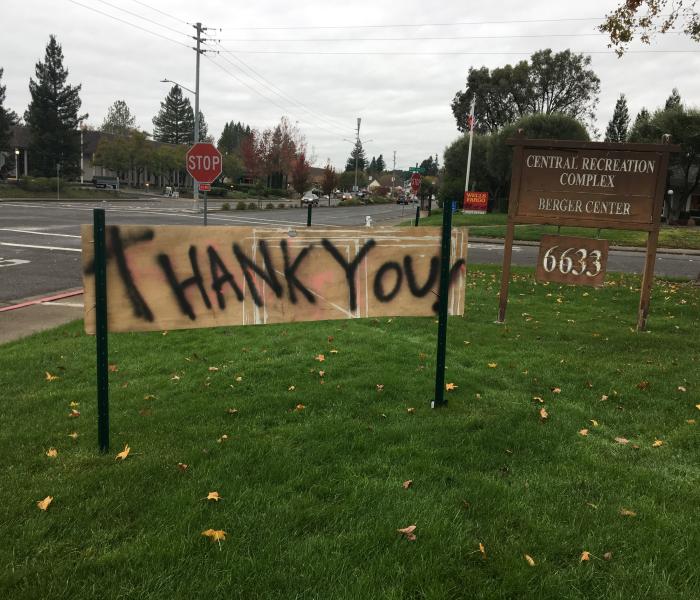 Thank You - spray painted sign