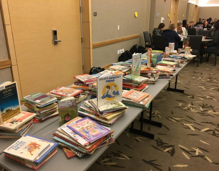 A table full of children's books