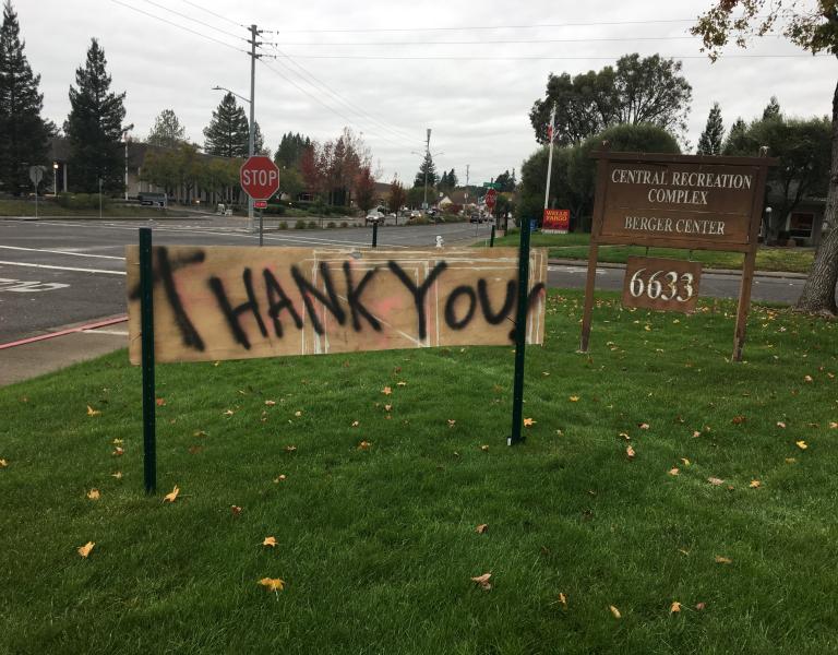 Thank You - spray painted sign