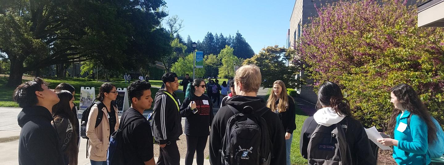 Students touring campus during discovery day