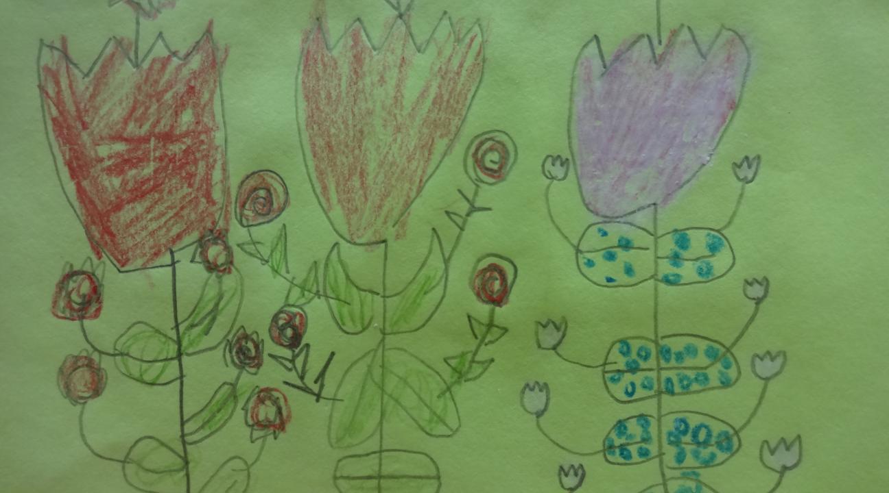 A thank you note from a Luther Burbank student. The inside of the note read: Dear SSU buddy, I like when we made our book the one that was called going to the super market with my mom.[...] I like how you read the book with me. Sincerely Melani.
