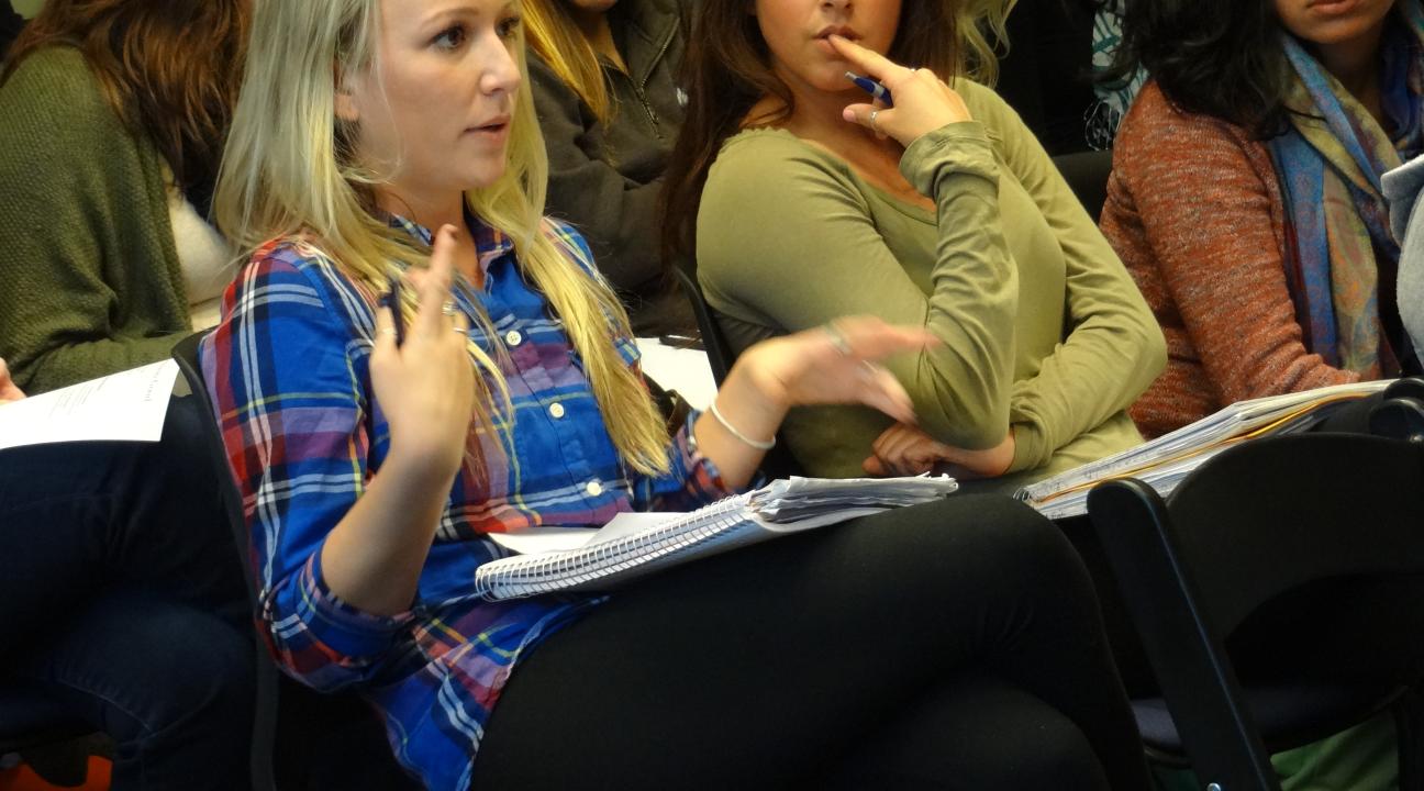 Students from the audience asking questions.