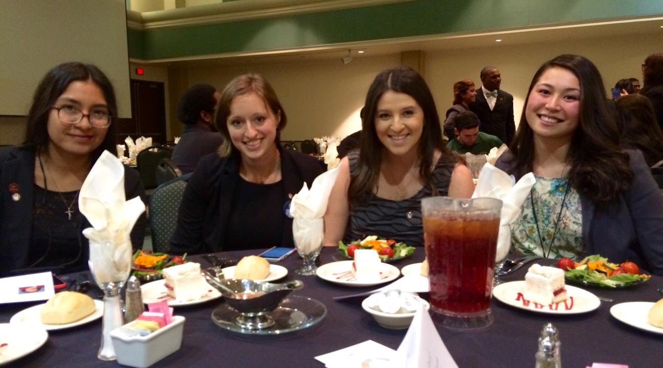 At the Awards Banquet from left to right: Andrea Aviles Cigarrostegui, Mercedes Mack and Kate Chavez