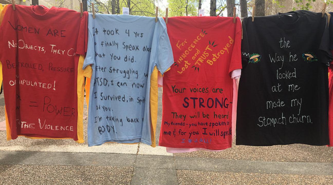 shirts hanging from a clothesline