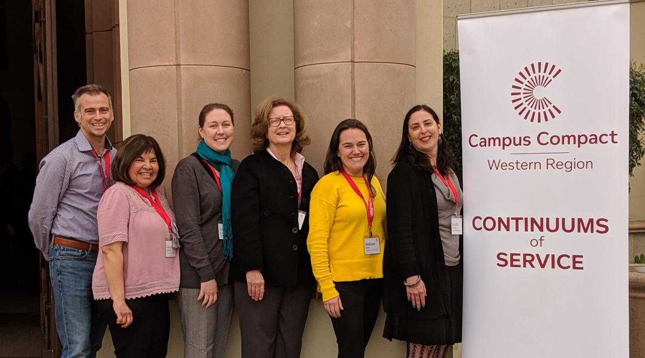 CCE attendants at COS 2019. From left to right: Damien Wilson, Caroline Bañuelos, Emily Acosta Lewis, Susan Campbell, Missy Garvin, and Merith Weisman