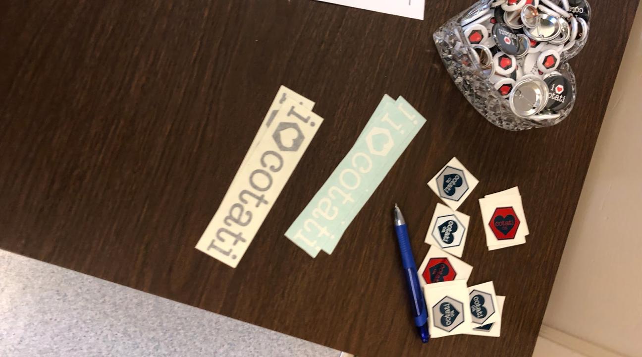 "I love Cotati" stickers and buttons