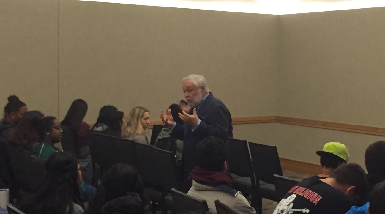 President Armiñana connecting with the students.