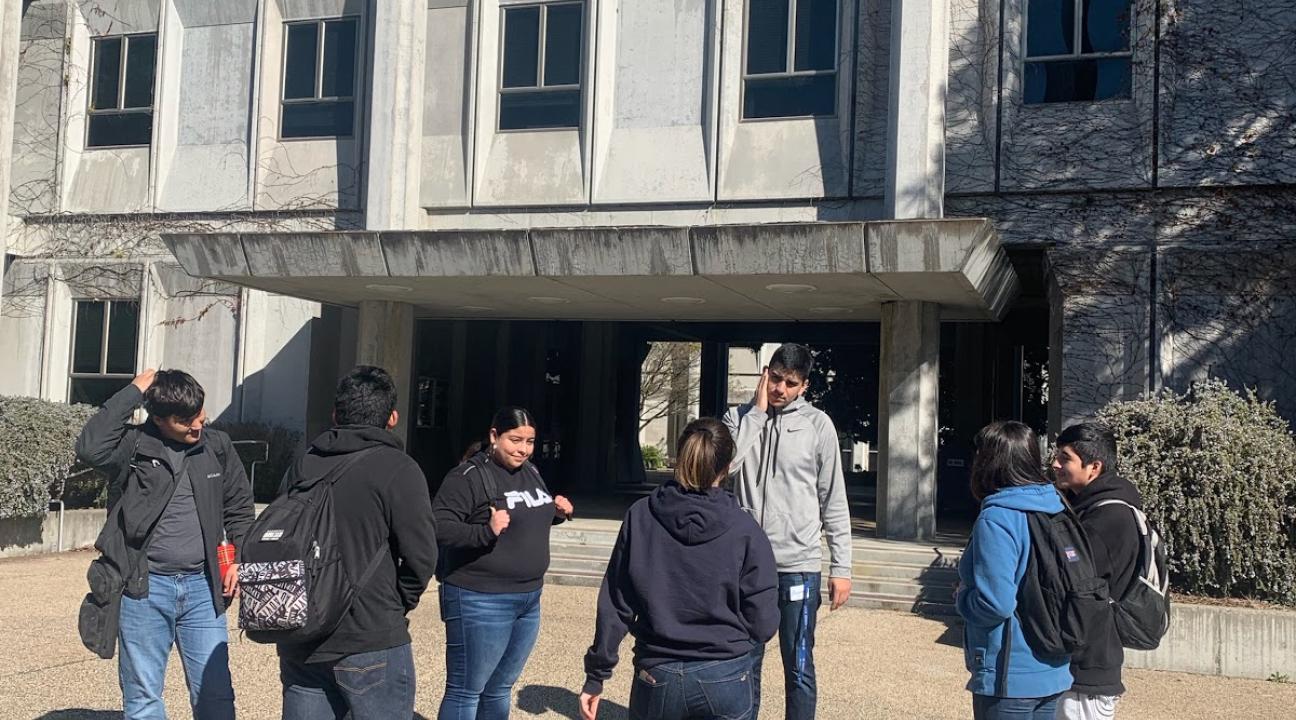 A Sonoma State student answers any questions the high school freshmen might have. 