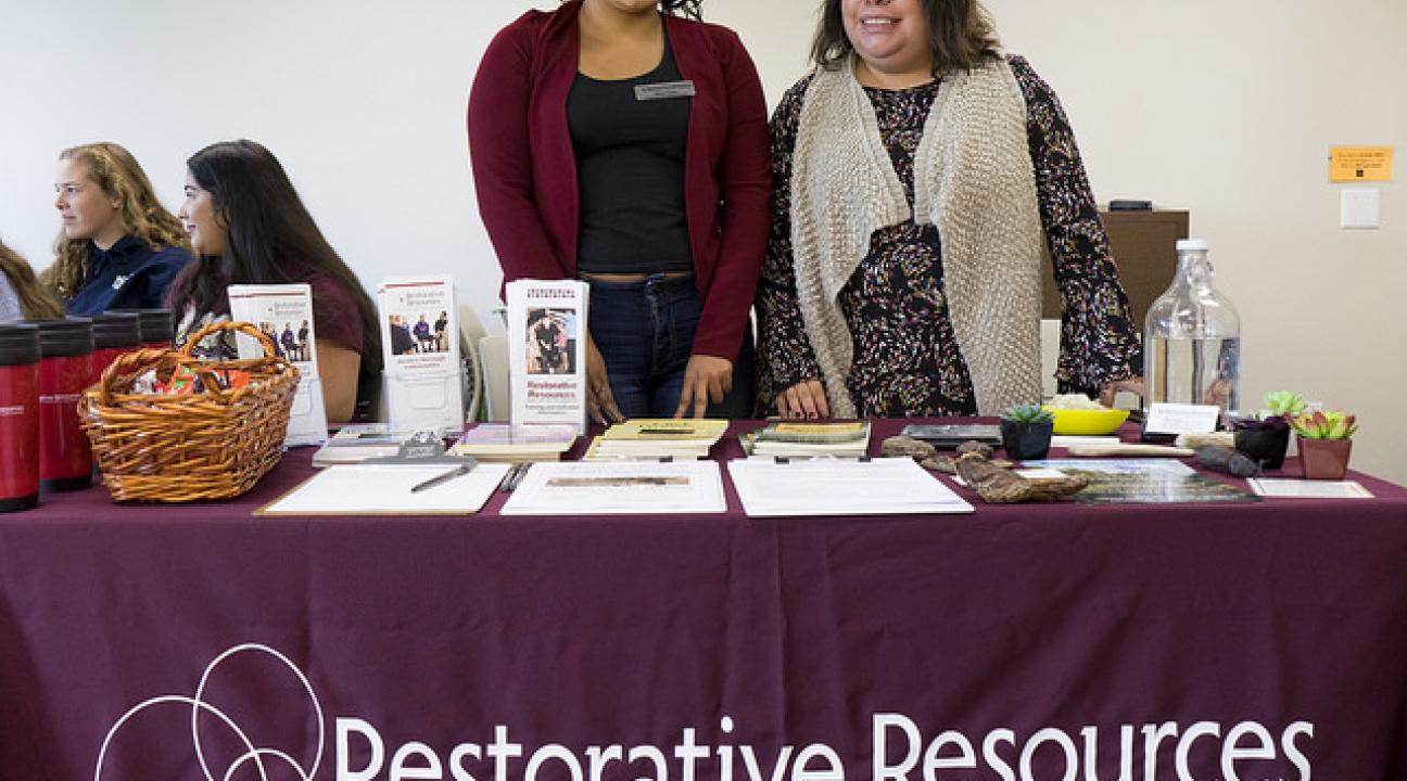 Restorative Resources tabling at the Service and Internship Fair