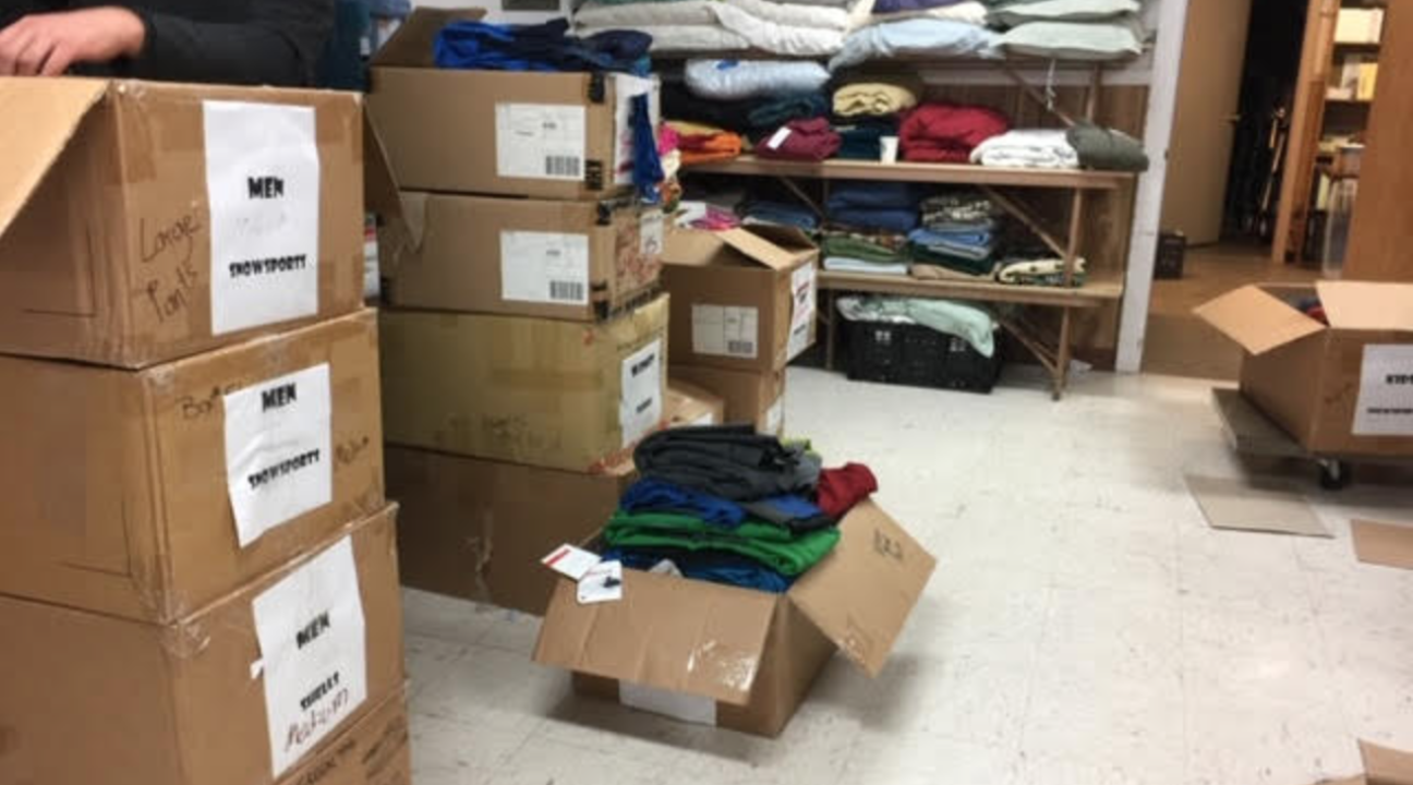 Blankets for evacuees, provided by a local shelter
