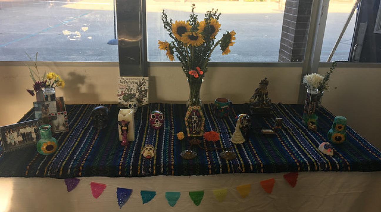A table full of Latino community items