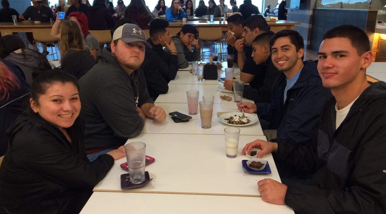 Students eating lunch on Shadow Day