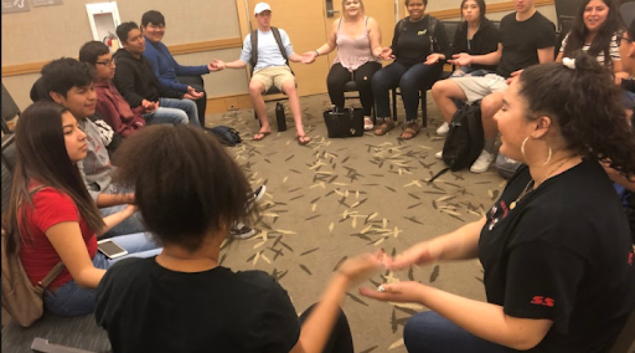 Student circle on Shadow Day