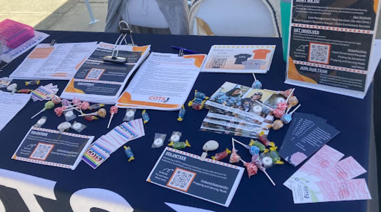 Tabling supplies from a community partner