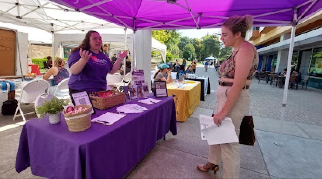 Catholic Charities table at Service & Internship Fair