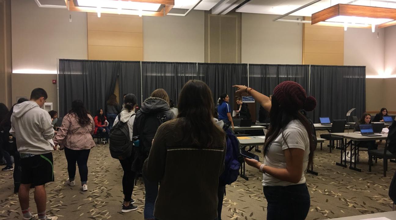 Students trickle out of the Homelessness in Action talk, inspired by what the speakers had to share. 