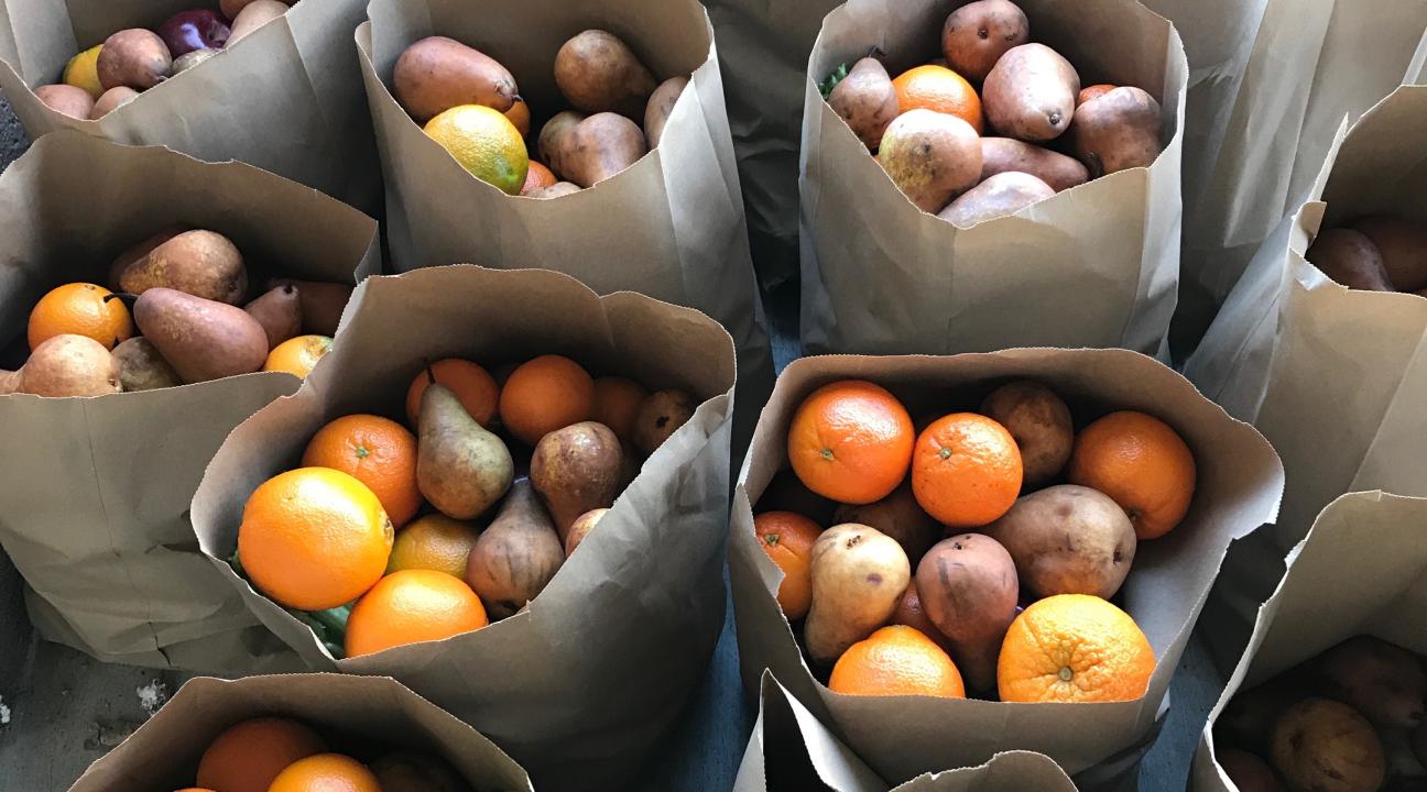 Food that is pre-bagged for volunteers