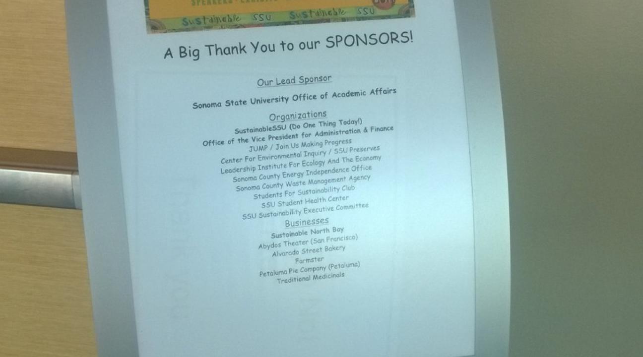 Stand outside of the panel discussion thanking all of it's sponsors.