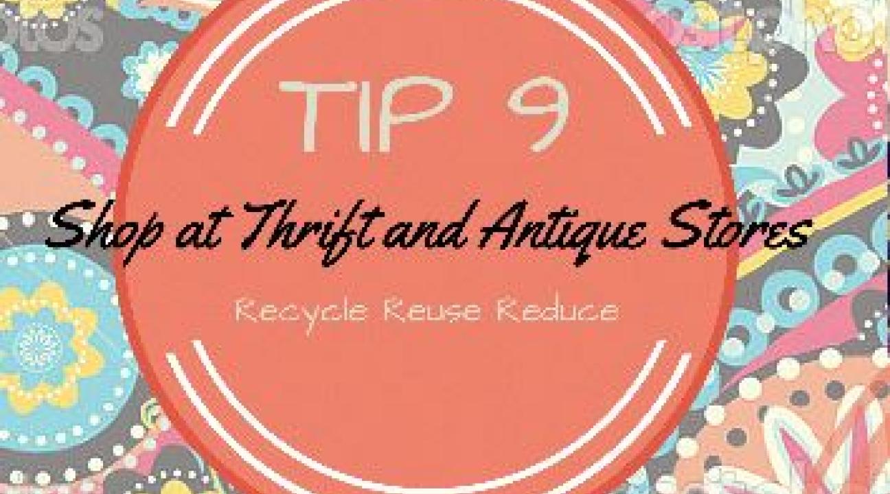 Tip 9 Header: Shop at Thrift and Antique Stores - Recycle, Reuse, Reduce