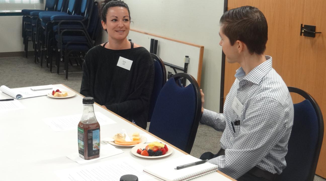 Emily Seder, Assistant Director of the Writing Center, and Kurt Sollanek, an Assistant Professor from the Kinesiology Department