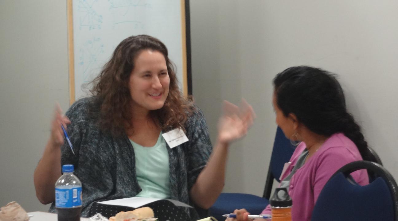 Aja LaDuke and her colleague from the College of Marin discussing why they're dedicated to the common good.