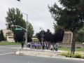 SSU students marching on Rohnert Park Expressway to show their support.