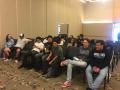 The high school students are pictured relaxing with their SSU group leaders after a full day of being a college student! 