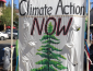A sign that reads "Climate action now. 35 Sonoma County " with a tree.