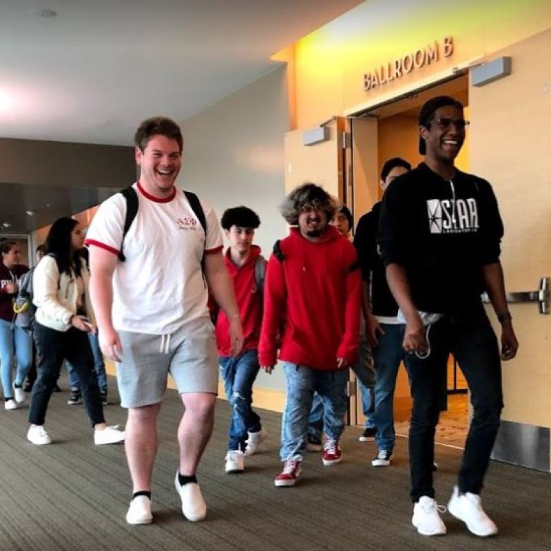 SSU students leading their Roseland students shadows. 
