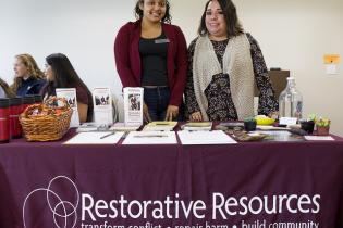 Restorative Resources tabling at the Service and Internship Fair