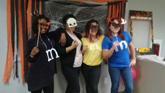 Marcela Ibarra, Elizabeth Jones, Kamryn Rayson and Veronica Duarte strike their best pose at selfie station.