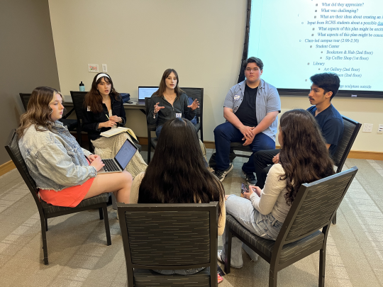 SSU & RCHS students talk in a circle