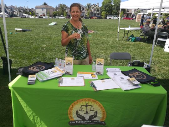 Maria Pacheco from the IOLERO, tabling at Andy's Community Park