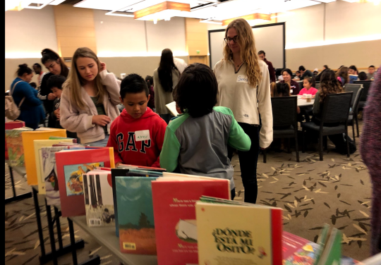 The students in Book Buddies were able to choose from 150 books. 