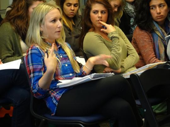 Students from the audience asking questions.