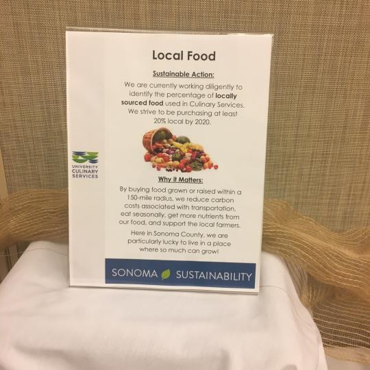 Local food flyer on a table