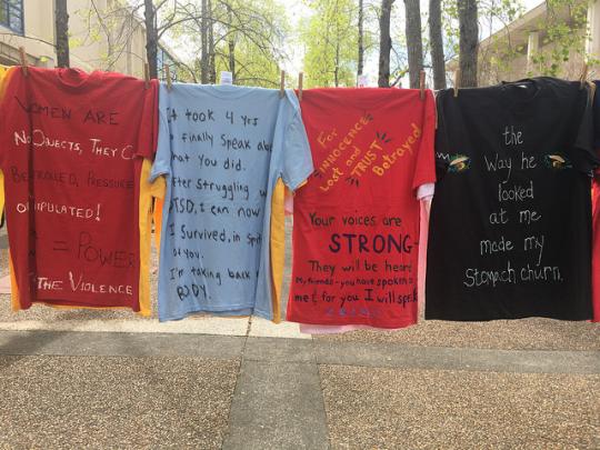 shirts hanging from a clothesline
