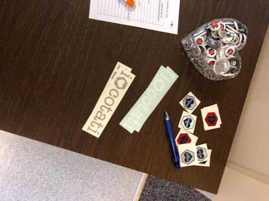 "I love Cotati" stickers and buttons