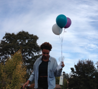 Balloons being released into the air during my service-learning project.